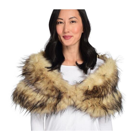 Laundry by Design Long Hair Faux Fur Wrap Stole Satin Lined with 2 Inner Pockets - Picture 3 of 4